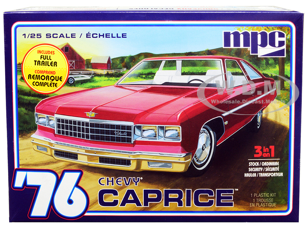 Skill 2 Model Kit 1976 Chevrolet Caprice with Trailer 3-in-1 Kit 1