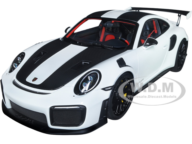 Porsche 911 991.2 GT2 RS Weissach Package White Carbon Stripes 1/18 Model Car Autoart 78171
