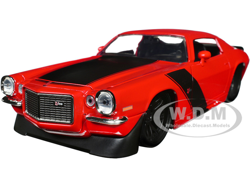 1971 Chevrolet Camaro Z/28 Red Matt Black Stripes Bigtime Muscle Series 1/24 Diecast Model Car Jada 33879