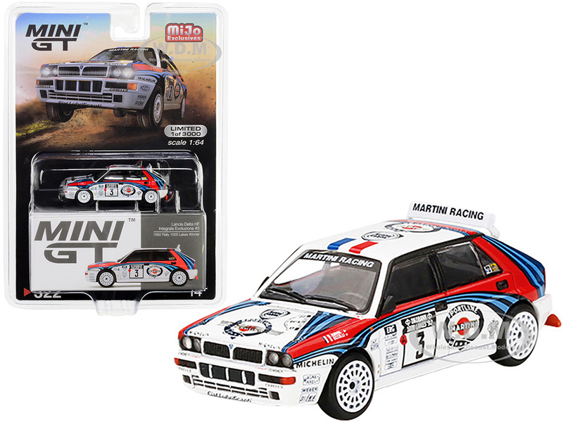 Lancia Delta HF Integrale Evoluzione #3 Winner Rally 1000 Lakes 1992 Limited Edition 3000 pieces Worldwide 1/64 Diecast Model Car True Scale Miniatures MGT00322