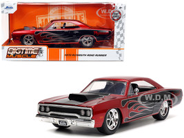 1970 Plymouth Road Runner Candy Red Metallic Black with Flames Bigtime Muscle Series 1/24 Diecast Model Car Jada 33866