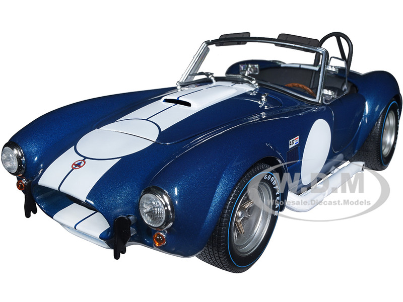 Shelby Cobra 427 S/C Dark Blue Metallic with White Stripes 1/18 Diecast Model Car Kyosho 08047DBL