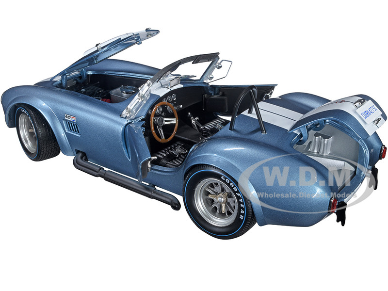 Shelby Cobra 427 S/C Sapphire Blue Metallic with White Stripes 1/18 Diecast  Model Car by Kyosho