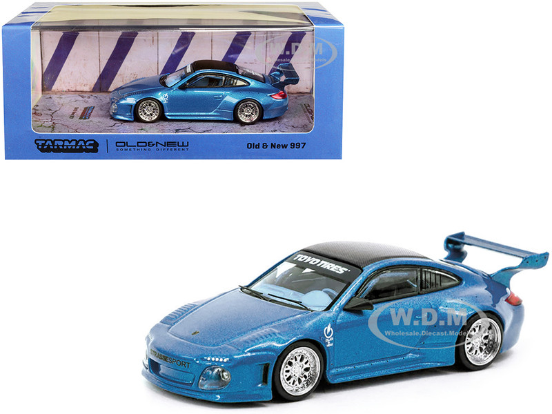 997 Old & New Body Kit Blue Metallic with Carbon Top Toyo Tires Road64 Series 1/64 Diecast Model Car Tarmac Works T64-TL053-BLM