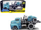 1950 Ford COE Flatbed Truck 1933 Ford 3W Coupe #264 Matt Light Blue with Graphics Weathered Pablo's Customs Muscle Transports Series 1/64 Diecast Model Cars Muscle Machines 11533bl