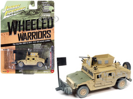 Humvee 4-CT Armored Fastback M1114 HA Heavy Up-Armored HMMWV Tan with Green Hood Battle Worn The Iraq War 2003 to 2011 - U.S. - Led Armed Conflict Wheeled Warriors Limited Edition 3200 pieces Worldwide 1/64 Diecast Model Johnny Lightning JLML006-JLSP199B
