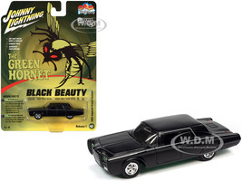 1966 Chrysler Imperial Crown Custom Matt Black Green Hornet Pop Culture 2022 Release 1 1/64 Diecast Model Car Johnny Lightning JLPC006-JLSP237