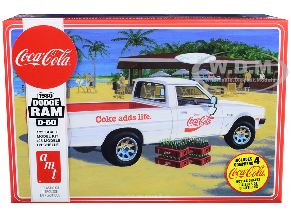 Skill 3 Model Kit 1980 Dodge Ram D-50 Pickup Truck Coca-Cola Four Bottle  Crates