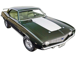 1969 Chevrolet Copo Camaro Dark Green Metallic with White Hood and Green Interior Built by Dick Harrell Limited Edition to 864 pieces Worldwide 1/18 Diecast Model Car ACME A1805724