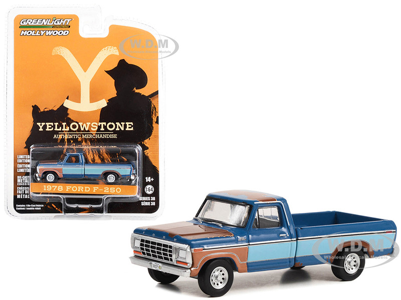 1978 Ford F-250 Pickup Truck Blue and Light Blue Two Tone Rusted Yellowstone 2018 Current TV Series Hollywood Series Release 38 1/64 Diecast Model Car Greenlight 44980E