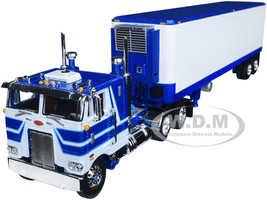 Peterbilt 352 COE 86" Sleeper Cab and Vintage 40' Refrigerated Trailer Surf Blue and White 1/64 Diecast Model DCP/First Gear 60-1298