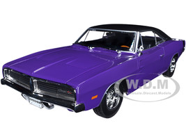 1969 Dodge Charger R/T Purple with Matt Black Top and Black Tail Stripe Special Edition 1/18 Diecast Model Car Maisto 31387pur