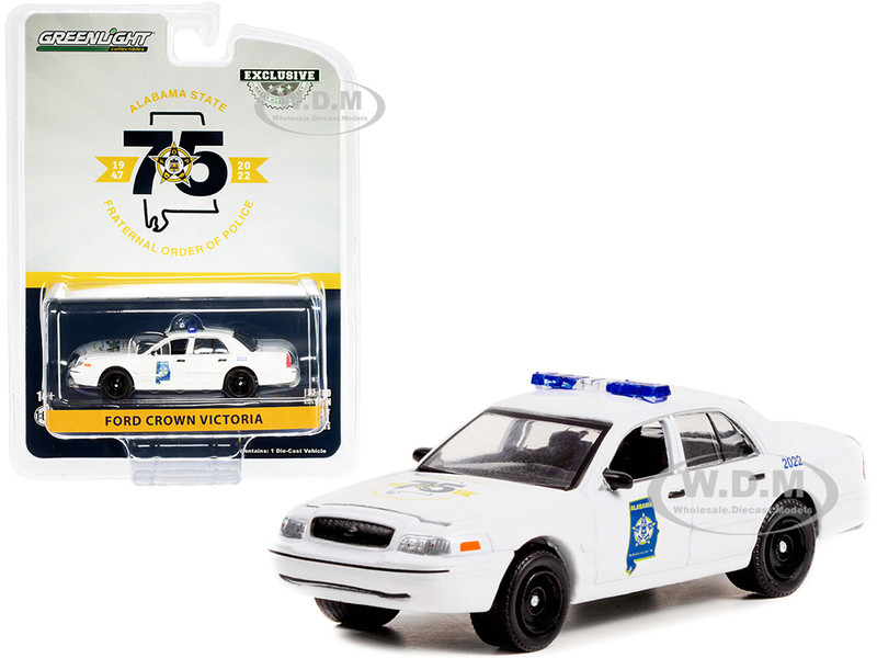 Ford Crown Victoria Police Interceptor White Alabama State FOP Fraternal Order of Police 75th Anniversary Hobby Exclusive 1/64 Diecast Model Car Greenlight 30351