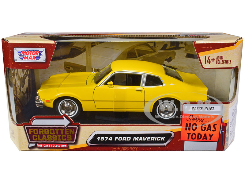 1974 Ford Maverick Yellow Forgotten Classics Series 1/24 Diecast Model Car Motormax 73326y