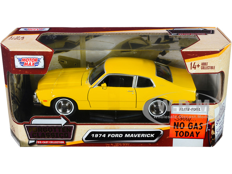 1974 FORD MAVERICK YELLOW 1/24 DIECAST MODEL CAR BY MOTORMAX 73326