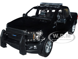 2019 Ford F-150 Lariat Crew Cab Pickup Truck Unmarked Plain Black Law Enforcement and Public Service Series 1/24 Diecast Model Car Motormax 76981bk