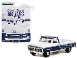 1976 Ford F-150 Ranger XLT Pickup Truck Dark Blue White Ford Trucks 100 Years Anniversary Collection Series 14 1/64 Diecast Model Car Greenlight 28100C