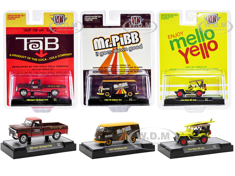 3 Sodas Set of 3 pieces Release 16 Limited Edition 9600 pieces Worldwide 1/64 Diecast Model Cars M2 Machines 52500-A17