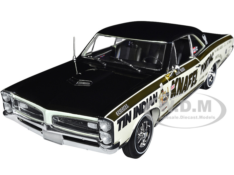1966 Pontiac GTO Black and Cream with Gold Stripes Tin Indian Knafel Pontiac Akron Ohio Driven by Larry Doc Dixon 1/18 Diecast Model Car Highway 61 HWY-18036