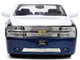 1999 Chevrolet Silverado Dually Pickup Truck Blue Metallic and White with Red Stripes with Extra Wheels Just Trucks Series 1/24 Diecast Model Car Jada 33026