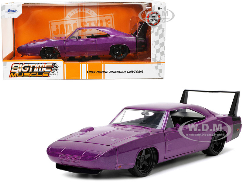 1969 Dodge Charger Daytona Purple Metallic with Black Tail Stripe Bigtime Muscle Series 1/24 Diecast Model Car Jada 34036