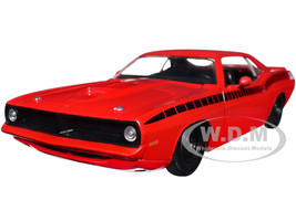 1973 Plymouth Barracuda Red with Black Stripes Bigtime Muscle Series 1/24 Diecast Model Car Jada 34037