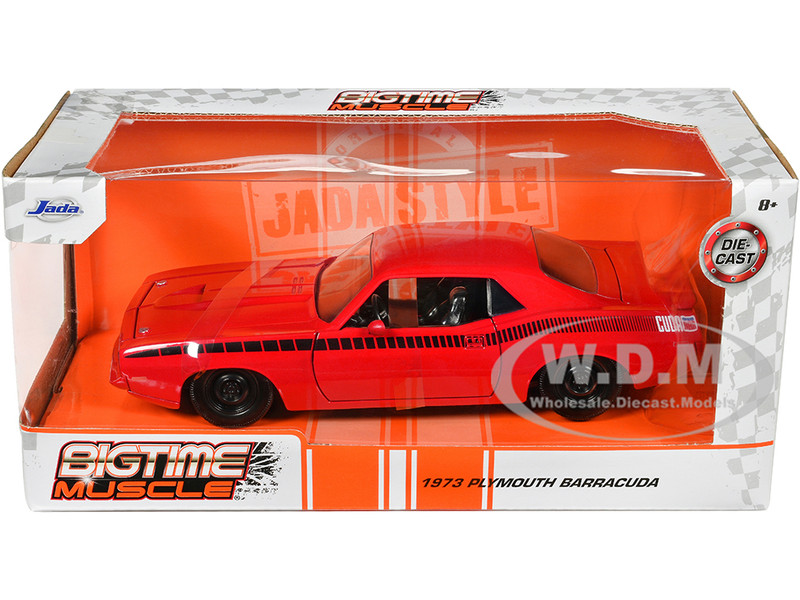 1973 PLYMOUTH BARRACUDA RED 1/24 DIECAST MODEL CAR JADA BY 34037
