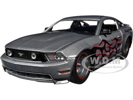 2010 Ford Mustang GT Gray Metallic with Flames Ford Motor Company Bigtime Muscle Series 1/24 Diecast Model Car Jada 34039