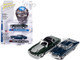 1972 Ford Mustang Convertible Dark Green Metallic with Silver Hood and Stripes and 1972 Chevrolet Chevelle SS Heavy Chevy Fathom Blue Metallic with White Stripes Class of 1972 Set 2 Cars 1/64 Diecast Model Cars Johnny Lightning JLPK017-JLSP242B