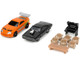 Toretto House Diorama with Dodge Charger Black and Toyota Supra Orange with Graphics Fast and Furious Nano Scene Series Models Jada 33668