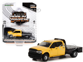 2020 Ram 3500 Tradesman Dually Flatbed Truck Construction Yellow and Black Dually Drivers Series 10 1/64 Diecast Model Car Greenlight 46100F