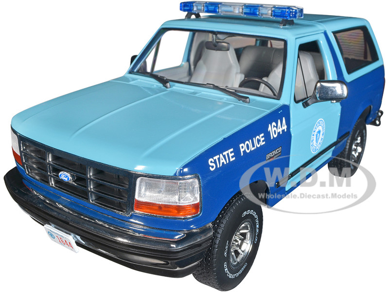 1996 Ford Bronco XLT Blue Light Blue Massachusetts State Police Artisan Collection 1/18 Diecast Model Car Greenlight 19120