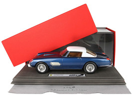 1957 Ferrari Superfast 4.9 Light Blue Metallic with White Top with DISPLAY CASE Limited Edition 500 pieces Worldwide 1/18 Model Car BBR BBR1833
