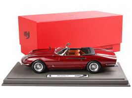 1966 Ferrari 365 California S/N 10077 Convertible Rosso Rubino Red Metallic with DISPLAY CASE Limited Edition 200 pieces Worldwide 1/18 Model Car BBR BBR1814E