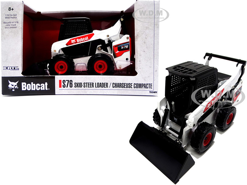 Bobcat S76 Skid-Steer Loader White and Black 1/16 Diecast Model ERTL TOMY 16422