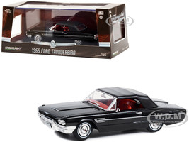 1965 Ford Thunderbird Convertible Top Up Raven Black with Red Interior 1/43 Diecast Model Car Greenlight 86626