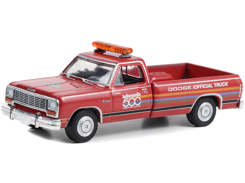 1987 Dodge Ram D 250 Pickup Truck 71st Annual Indianapolis 500 Mile Race Dodge Official Truck Red with Stripes Hobby Exclusive Series 1/64 Diecast Model Car Greenlight 30399