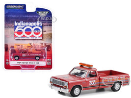 1987 Dodge Ram D 250 Pickup Truck 71st Annual Indianapolis 500 Mile Race Dodge Official Truck Red with Stripes Hobby Exclusive Series 1/64 Diecast Model Car Greenlight 30399