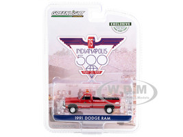 1991 Dodge Ram D 250 Pickup Truck Red 75th Annual Indianapolis 500 Official Truck 1991 Hobby Exclusive Series 1/64 Diecast Model Car Greenlight 30401