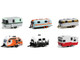 Hitched Homes 6 piece Travel Trailers Set Series 12 1/64 Diecast Models Greenlight 34120SET