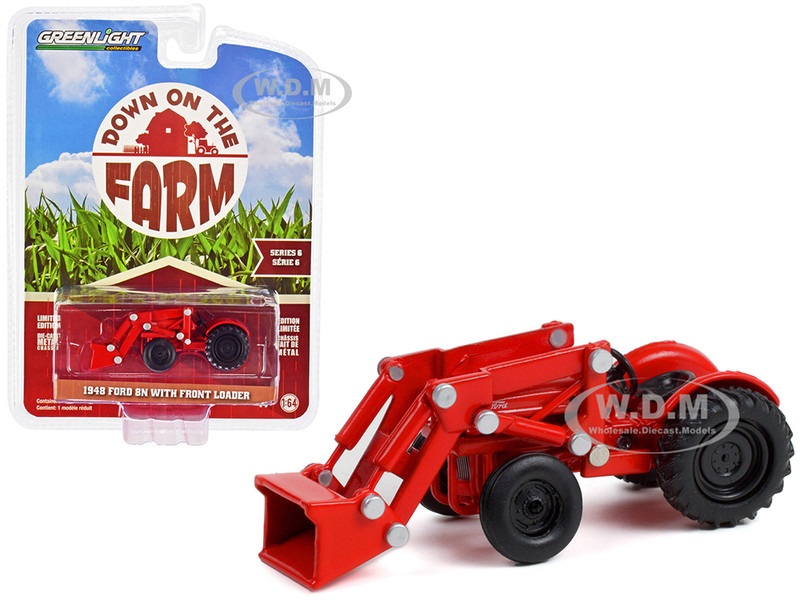 1948 Ford 8N Tractor with Front Loader Red Down on the Farm Series 6 1/64 Diecast Model Greenlight 48060A