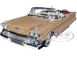 1958 Chevrolet Impala Convertible Lowrider Light Brown with Cream Interior Get Low Series 1/24 Diecast Model Car Motormax 79025brn