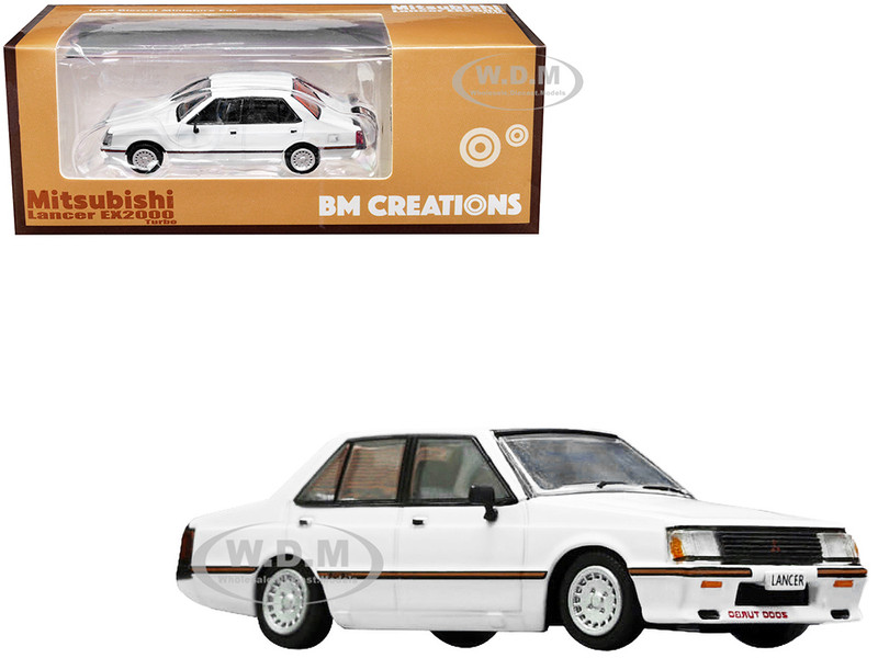 Mitsubishi Lancer EX2000 Turbo RHD Right Hand Drive White with Stripes Extra Wheels 1/64 Diecast Model Car BM Creations 64B0208