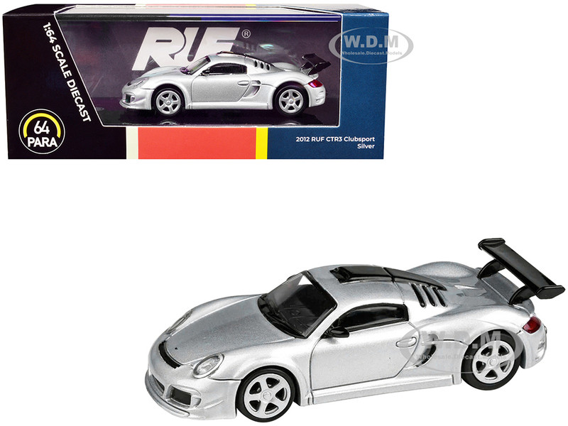 2012 RUF CTR3 Clubsport Silver Metallic 1/64 Diecast Model Car Paragon Models PA-55382
