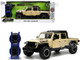 2020 Jeep Gladiator Rubicon Pickup Truck Cream Roof Rack Extra Wheels Just Trucks Series 1/24 Diecast Model Car Jada 32711