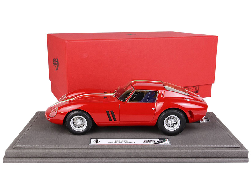 Ferrari 250 GTO Red Green, White Red Stripes Press Day February 24, 1962 DISPLAY CASE Limited Edition 300 pieces Worldwide 1/18 Model Car BBR BBR1803A