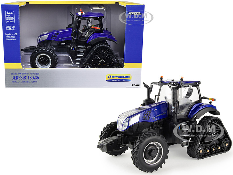 New Holland Genesis T8.435 Smarttrax Tractor AVEC PLM Intelligence Blue 1/32 Diecast Model ERTL TOMY 13944