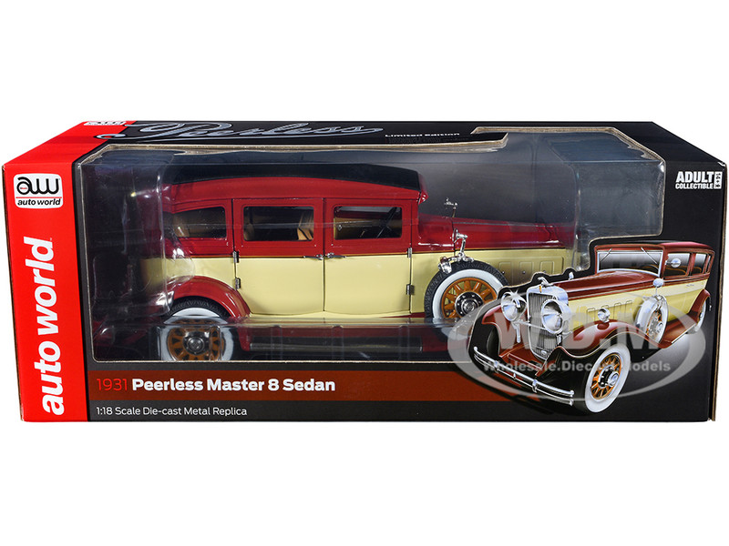 1931 Peerless Master 8 Sedan Maroon Cream Black Top 1/18 Diecast