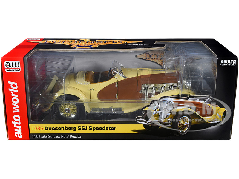 1935 Duesenberg SSJ Speedster Yukon Gold And Chocolate Brown 1/18 Diecast Model Car By Auto World -Closeout Items Sales AW305 6 09428.1666306837.800.600
