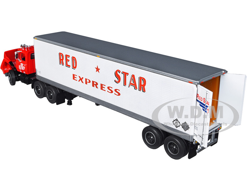 FORD LT-9000 DAY CAB & VINTAGE DRY GOODS TRAILER RED 1/64 DCP